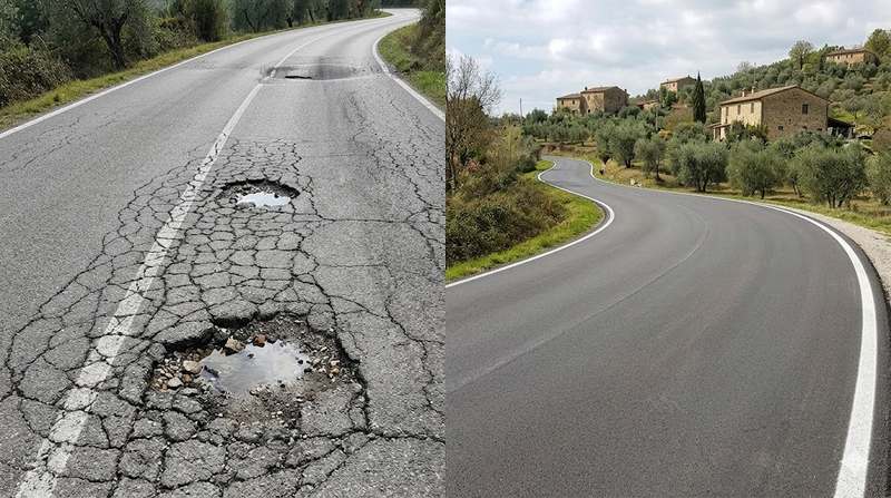 asfalto deteriorato foto